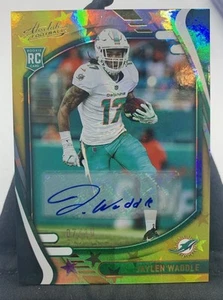 Jaylen Waddle 2021 Absolute GOLD Stars Auto /10 SSP MIAMI DOLPHINS ROOKIE RC G1 - Picture 1 of 5