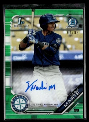 2019 Bowman Chrome Noelvi Marte 1st Auto Green Refractor /99 Mariners UZ2332 - Image 1 of 2