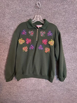 Baxter & Wells 1/4 拉链运动衫女式小号大号绿叶复古 — 第 1/4 张图片