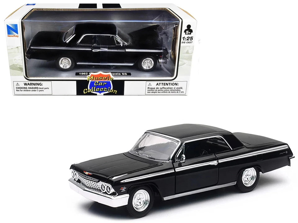 1962 Chevrolet Impala SS Black 1/25 Diecast Model Car by New Ray - Image 1 of 1