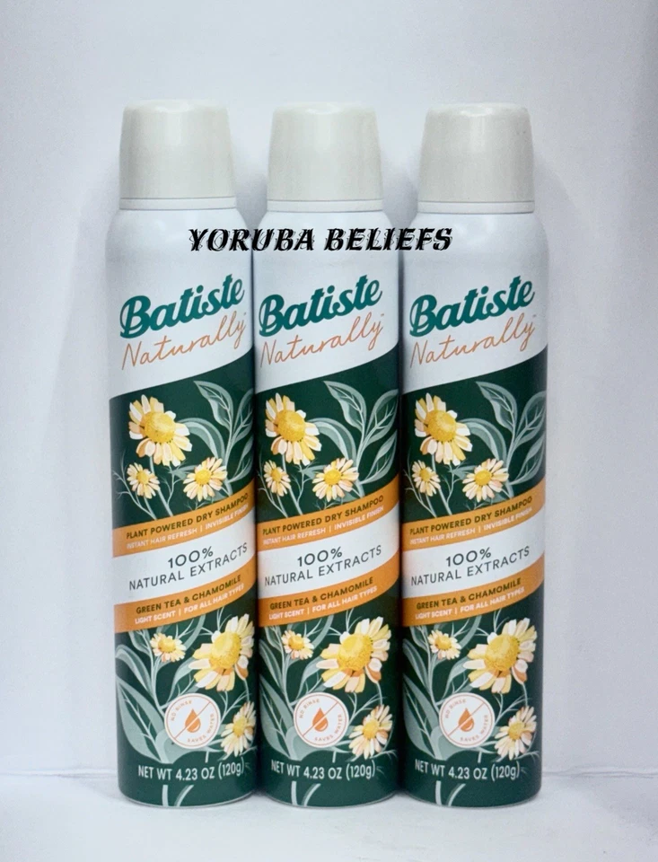 3 Pack Batiste Naturally Dry Shampoo Green Tea & Chamomile 4.23oz Each New - Image 1 of 1