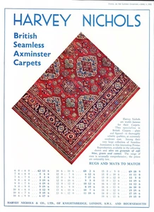 Original 1932 Reklame für HARVEY NICHOLS Axminster Teppiche Art Deco Ära Druck Ad - Bild 1 von 2