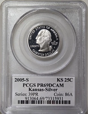 2005-S 25C PCGS PR69DCAM - Silver Kansas Quarter - Image 1 of 2