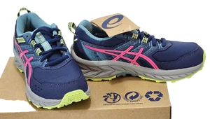 ASICS Pre-Venture 9 GS Kids  Size 2 Youth Running Athletic Shoes Blue Pink NEW - Picture 1 of 8