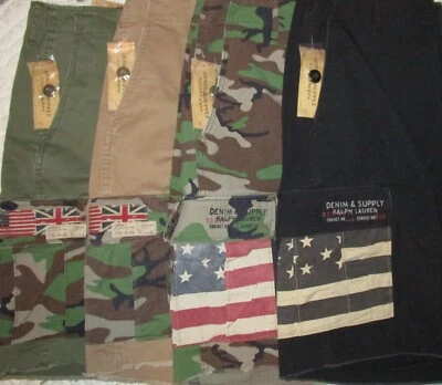NWT Denim and Supply Ralph Lauren Mens Cargo US Flag Shorts Cotton Camo American - Image 1 of 3