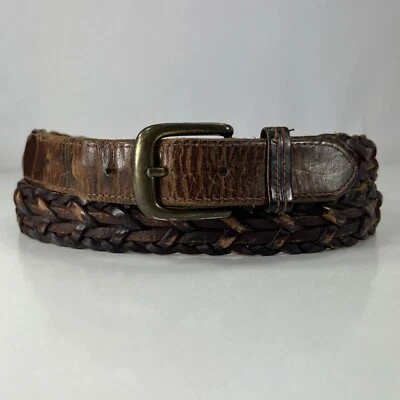 Cinturón de cuero genuino trenzado marrón muy usado - para hombre talla 42 Foto 1 de 4