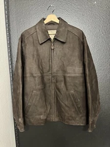 LL Bean Jacket Cowhide Thinsulate Zip Button Up Men's Brown Size Medium - Picture 1 of 14