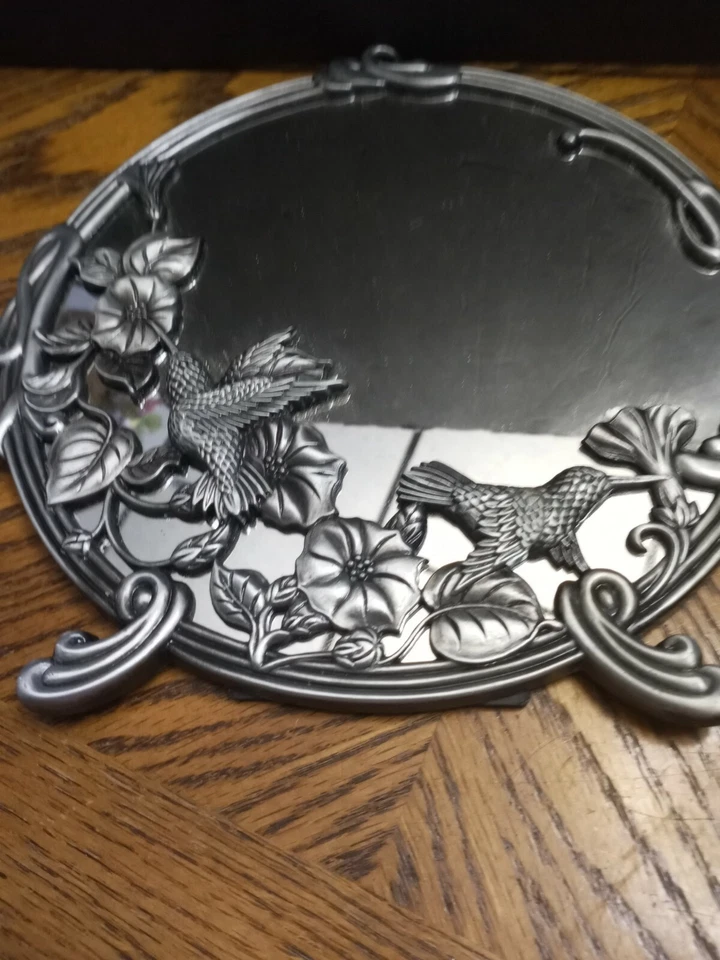 HUMMINGBIRD WALL MIRROR PEWTER 9'' - Image 1 of 4