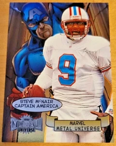 STEVE MCNAIR 1997 MARVEL METAL UNIVERSE CAPTIAN AMERICA 17 OF 20 INSERT OILERS - Picture 1 of 2