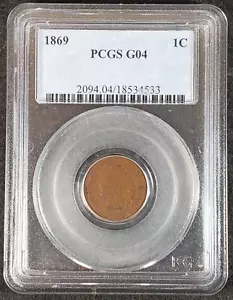 1869 Indian Head Cent PCGS G04 2094.04/18534533 Exquisite Coin Rare - Picture 1 of 8