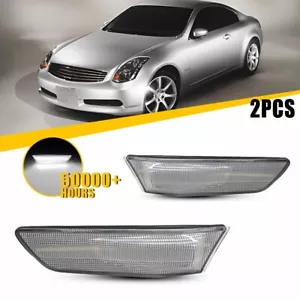 L&R White Front LED Side Marker Lights Fit 2002-2007 Nissan Skyline V35 Coupe - Picture 1 of 12