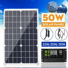 50W 12V Solar Panel Portable Power Charger Dual USB Camping Travel Phone Charge