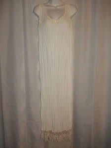 Vintage Damen O/S Cher Jacque Crinkled Ivory Tank Liner Slip Spitzenkleid HERGESTELLT IN DEN USA - Bild 1 von 4