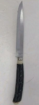 Винтажный нож для стейка 4 дюйма для фруктов из Японии — ручка из искусственной оленьей кости  - Изображение 1 из 3