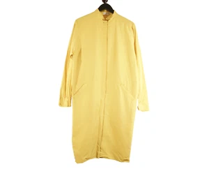 Vestido Túnica Halston de Colección Años 70 Seda Cruda Costura Mangas Largas Amarillo Cocoon Años 70 - Imagen 1 de 16