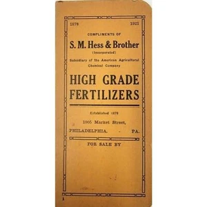 S.M. Hess & Brother Fertilizers Advertising Memo Notebook Philadelphia Pa 1921 - Picture 1 of 3