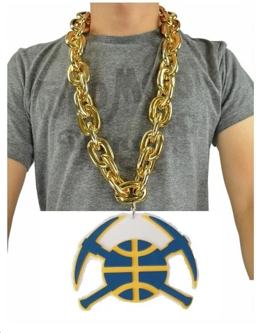 New NBA DENVER NUGGETS GOLD BIG Fan Chain Necklace 3D Foam Cover