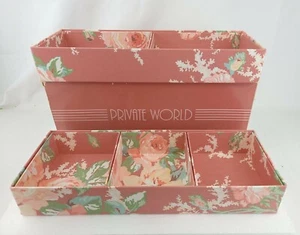 Accessory Trays By Avon Private World Rare Pink Floral Pattern Vintage 1987 NOS - Picture 1 of 5