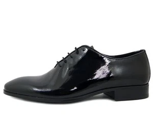 Zapatos Hombre Elegantes Ceremonia Oxford Piel Auténtica Lustroso Negro Hecho En - Imagen 1 de 3