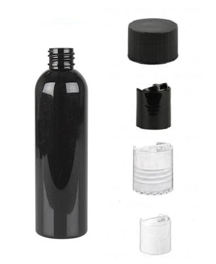 4 oz BLACK Bullet Plastic Bottle -PET- 12 bottles & WHITE DISC Lids - free ship - Image 1 of 1