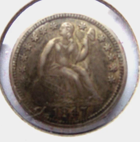 1847 SEATED LIBERTY HALF DIME 5c COIN PHILADELPHIA MINT NICE COIN Cover