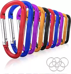 10 Pack 3'' Aluminum Spring Snap Hook Carabiner D Ring Carabiner Clip Camping Ac - Picture 1 of 11