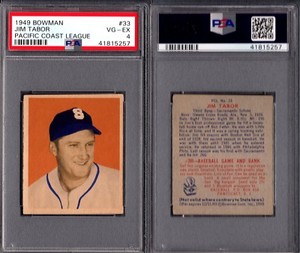 PSA 4 1949 Bowman PCL #33 Jim Tabor Only 11 Graded Sacramento Solons G00 1955
