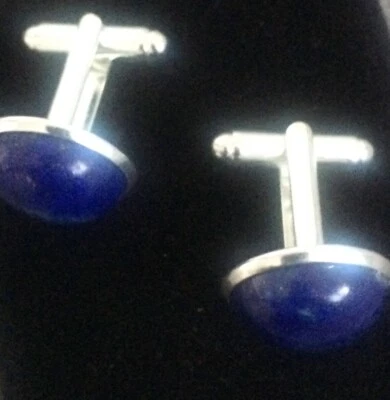 Natürlich Lapislazuli Edelstein 925 Sterlingsilber Manschettenknopf Sonder Gift - Bild 1 von 4