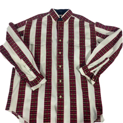 Camisa informal Tommy Hilifiger para hombre roja tartán manga larga botón escudo delantero S Foto 1 de 4