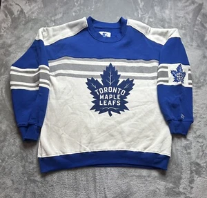 Men's Toronto Maple Leafs Starter White/Blue Raglan Pullover 2XL - Picture 1 of 6
