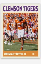 Jeremiah Trotter Jr NMT Custom Art College Football Card! Clemson Tigers