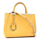 Used Fendi Petit Toujour 2Way Handbag 8Bh253 Patent Leather Yellow Beige