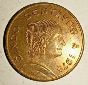 1975 MEXICO CINCO CENTAVOS - ESTADOS UNIDOS MEXICANOS - JOSEFA ORTIZ - 5 CENTS - Picture 1 of 4