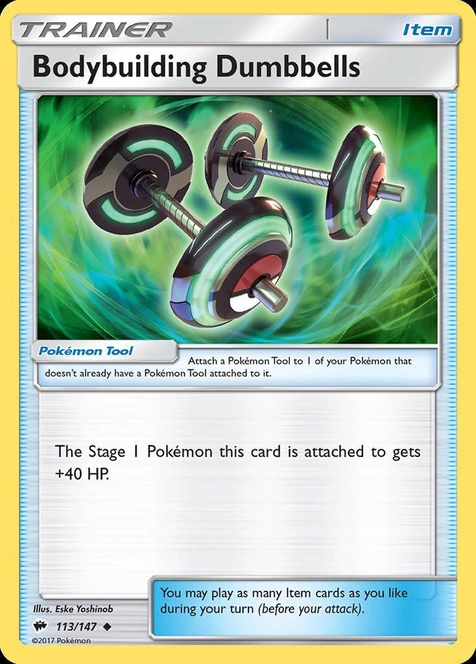 Pokemon Bodybuilding Dumbbells (113/169) Burning Shadows NM - Image 1 of 1