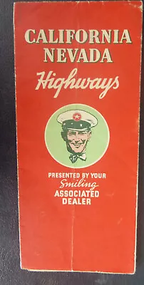 1936 California Nevada road map Associated Flying A oil gas route 66 - Image 1 of 4