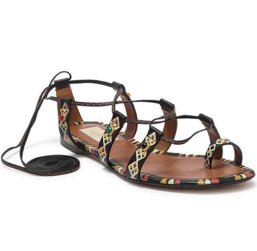 NUOVI sandali in pelle con avvolgimento alla caviglia Valentino Garavani Runway EUR 39 5 MSRP $1575