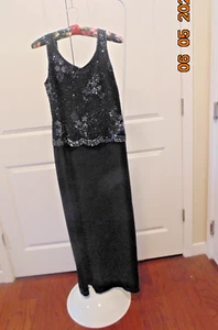 Abito vestito J Kara New York nero perline paillettes sera cocktail formale scollo a V 6P - Foto 1 di 8