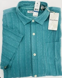 Tommy Bahama Mens Silk Camp Shirt Salt Island Stripe SZ XL NWT $118 - Picture 1 of 3