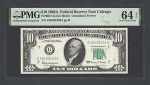 United States-Federal Reserve 10 Dollars 1963A Fr#2017-G (GA Block) UNC Grade 64 - Picture 1 of 2