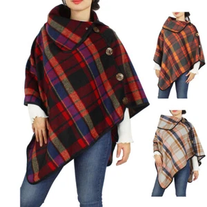 Maglione copricostume poncho stile Anthropologie motivo a quadri e quadri - Foto 1 di 3