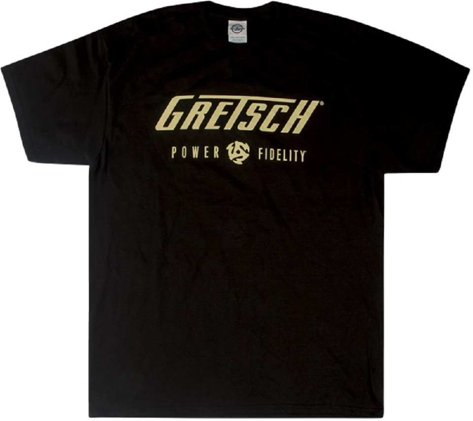 NEW Genuine Gretsch Power & Fidelity Logo T-Shirt - BLACK, 922-7638-XXX - Image 1 of 1