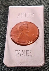 Vintage AFTER TAXES 1995 Penny Money Clip New. Funny Gift. - Picture 1 of 6