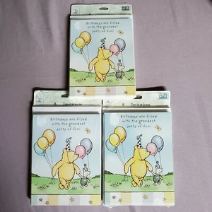 CLASSIC Winnie the POOH Birthday Party Invitations Set of 3 Packs 24 Cards VTG - Picture 1 of 2