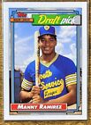 1992 Topps Manny Ramirez Draft Pick Rookie Card #156 Cleveland Indians NMMT. rookie card picture