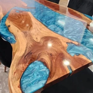 36"x24" Blue Resin River Epoxy Coffee Table Top Live Edge Walnut Countertops - Picture 1 of 8
