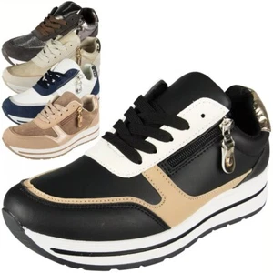 Wedge Shoes Trainers Womens Sneakers Ladies Lace Up Comfy Classic Pumps Sizes - Picture 1 of 17