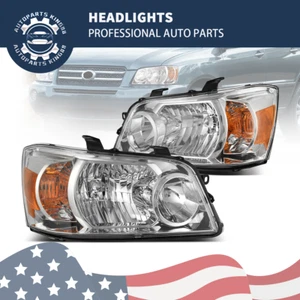 Headlights for 2004-2007 Toyota Highlander 04-07 Chrome Housing Headlamps LH+RH - Picture 1 of 8