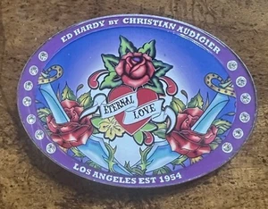 Eternal Love Ed Hardy By Christian Audigier Enamel / Jeweled 4"x3" Belt Buckle - Picture 1 of 2