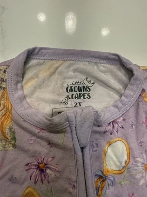 Little Crowns & Capes Rapunzel Shortie Purple Bamboo Romper 2T - Image 1 of 3