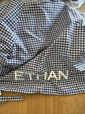 Forro de cesta de Pascua de guinga POTTERY BARN KIDS - azul - grande - monograma ethan Foto 1 de 2